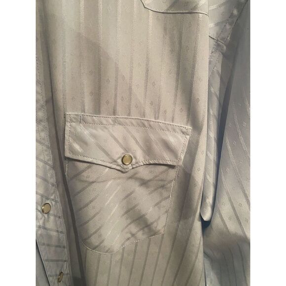 Wrangler Mens Large Vintage 90s Long Sleeve Pearl Snap Shirt Blue Diamond Print - Picture 3 of 7
